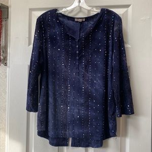 Women’s navy blouse with sparkle detail